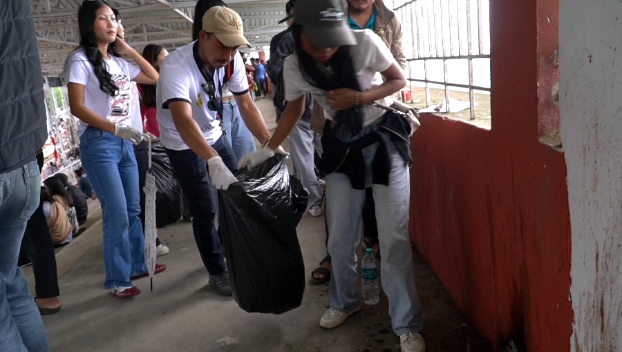 KSUK cleans IG Stadium stands after Dr T Ao Trophy quarter-final